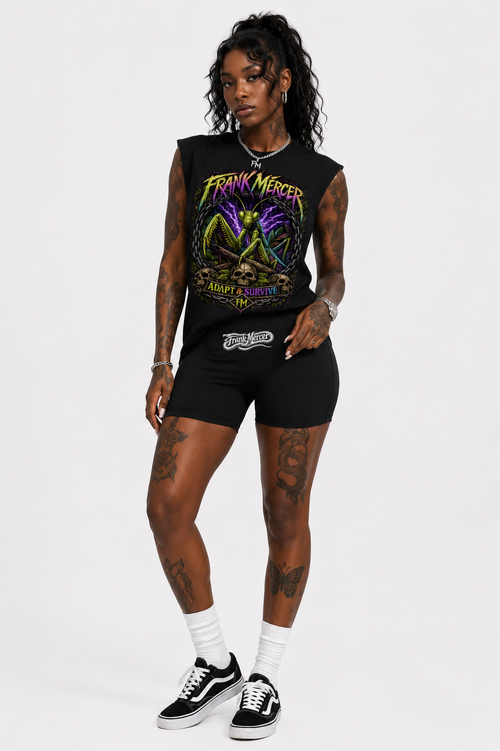 Frank Mercer Adapt & Survive Praying Mantis Sleeveless Graphic Tank Top | Premium Cotton Muscle Shirt
