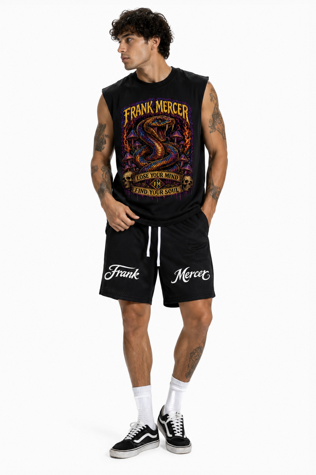 Frank Mercer Lose Your Mind Find Your Soul Sleeveless Rainbow Boa Snake Tank Top Shirt
