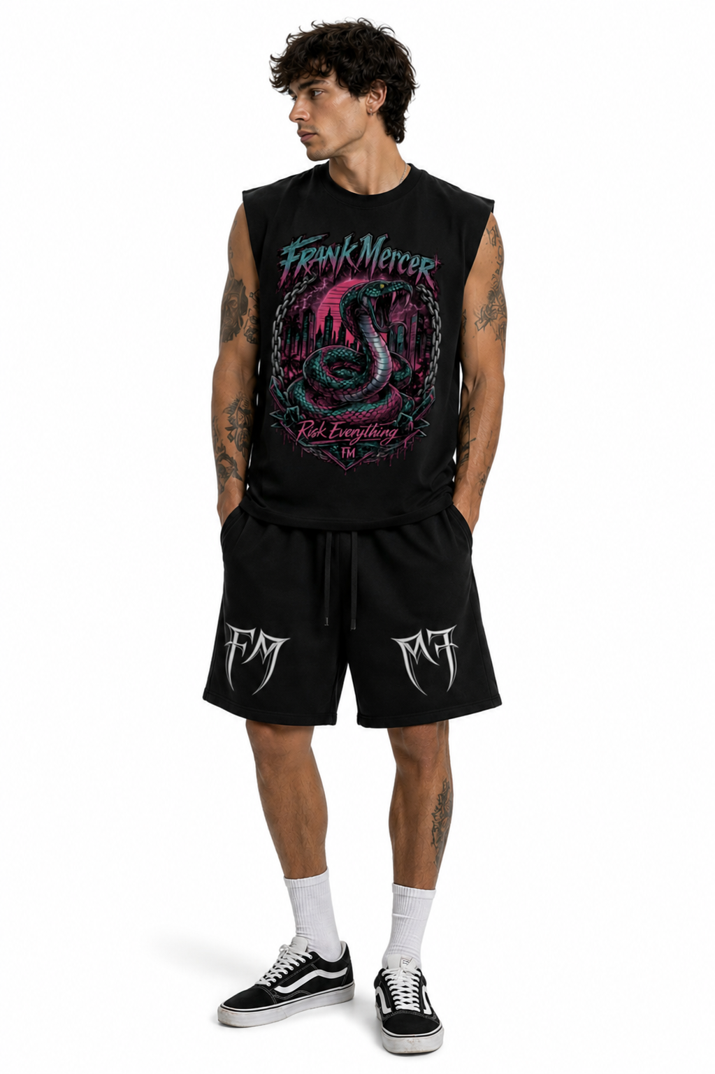 Frank Mercer Risk Everything Cobra Snake Sleeveless Tank Top | Premium Graphic Muscle Shirt