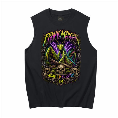 Frank Mercer Adapt & Survive Praying Mantis Sleeveless Graphic Tank Top | Premium Cotton Muscle Shirt
